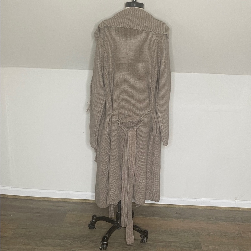 New York & Company, NY&C, taupe cardigan fringe sweater boho cardigan, duster XL - Picture 8 of 11